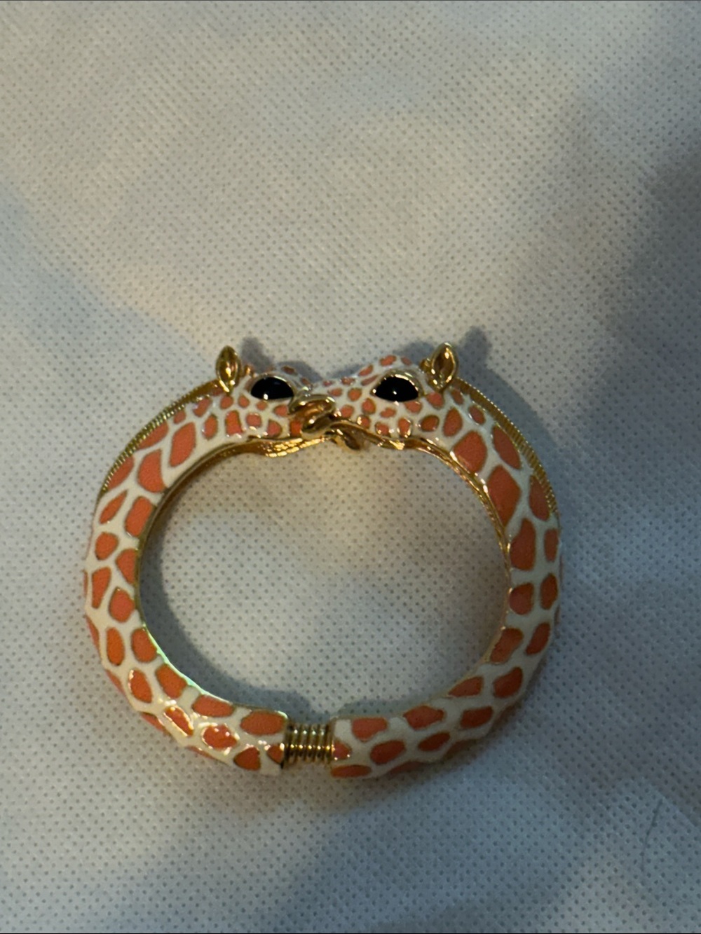 VTG Kenneth Jay Lane Double Headed Coral and White Giraffe Cuff Bracelet